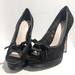 Le Chateau Black Lace Peep Toe Heels
